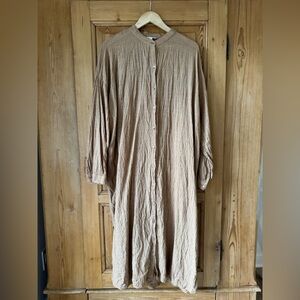Eileen Fisher Puckered Organic Linen Long Shirtdress